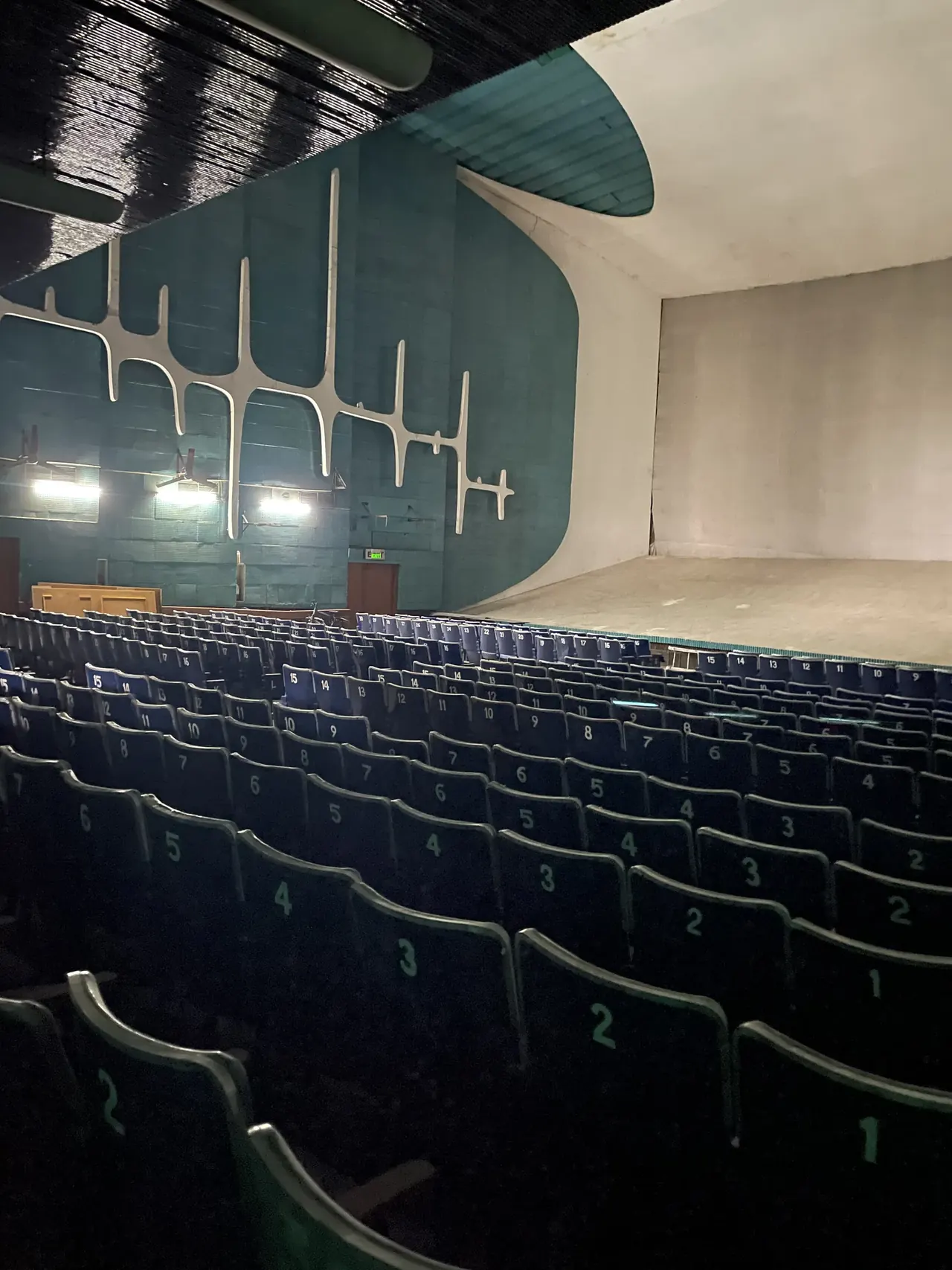 Empty auditorium of Neelam Cinema in Sector 17, Chandigarh Le Corbusier design tour